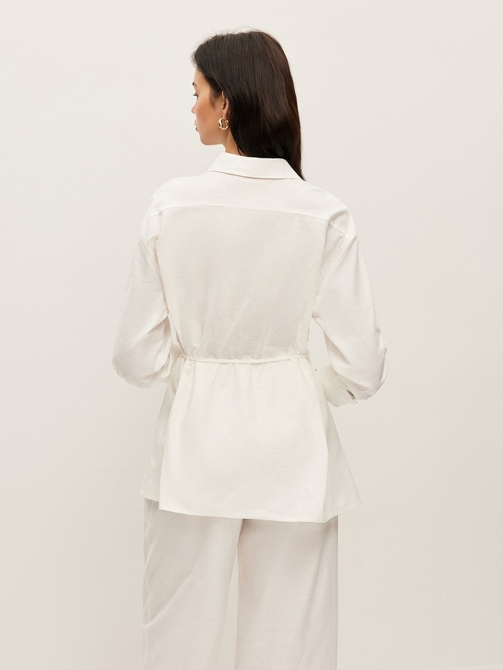 Commense Cotton & Linen Wrap Shirt - Picture 3 of 10